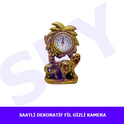 saatli-dekoratif-fil-güvenlik-kamera